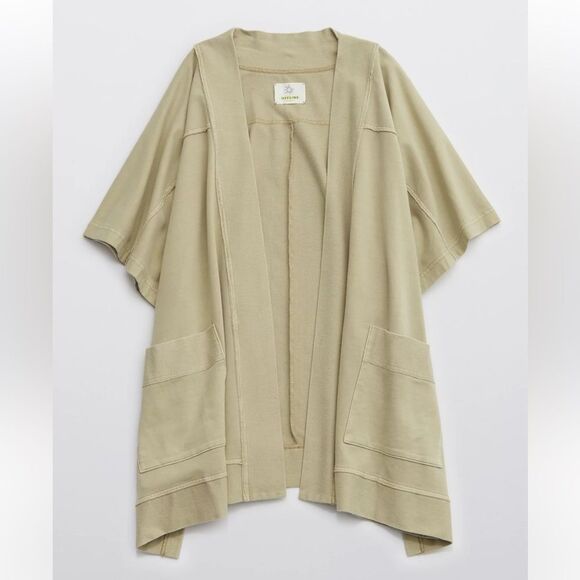 Aerie Offline Overized Terry Cape Open Cardigan in Clay, M - Picture 2 of 9